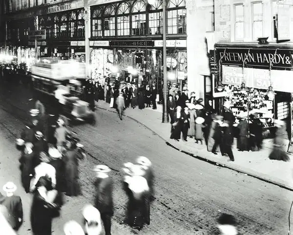 Crowds in St John's Road, Battersea, 1912