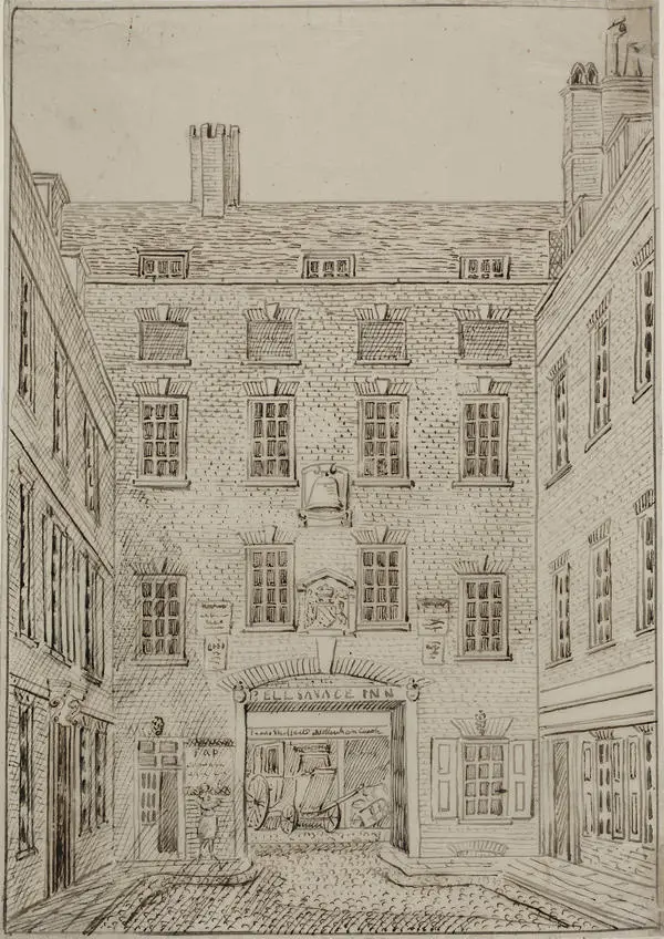 Belle Sauvage Yard in Ludgate Hill - Grinling Gibbons lived here from around 1671 to 1678