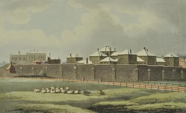 Coldbath Fields Prison, on the approximate site of the modern day Mount Pleasant Post Office in Islington