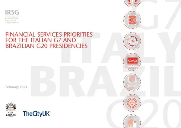 Financial Services Priorities for the Italian G7 and Brazilian G20 Presidencies report cover