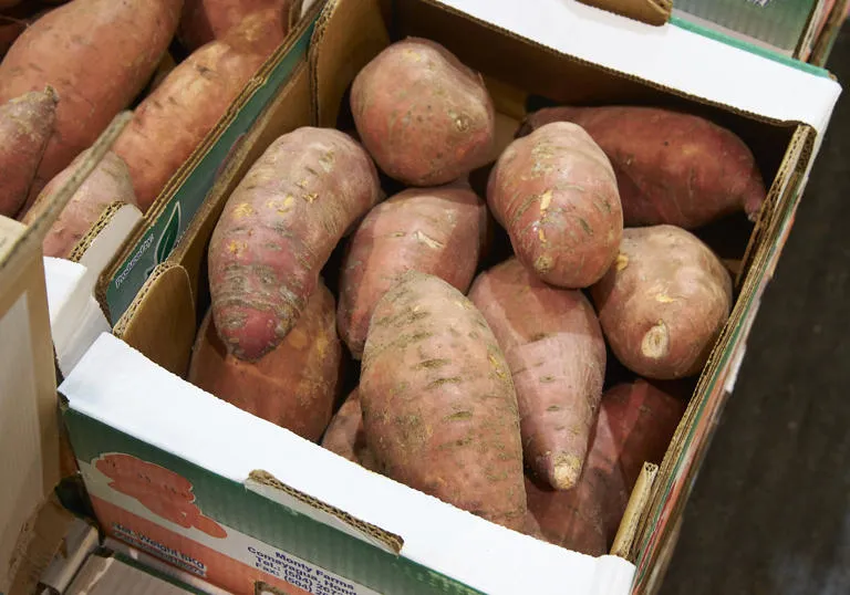 Box of sweet potatoes