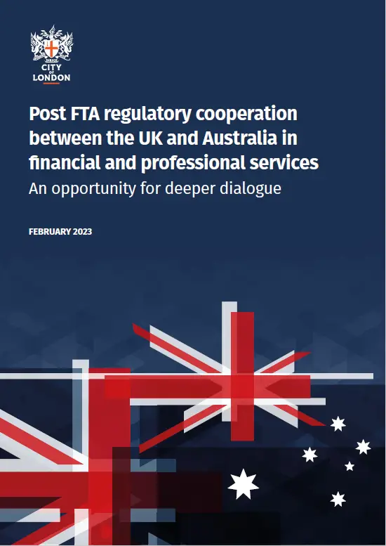 The cover of the "Post FTA regulatory cooperation between the UK and Australia" report