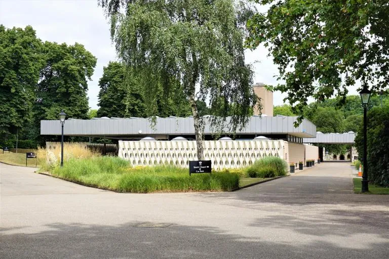 Modern crematorium building