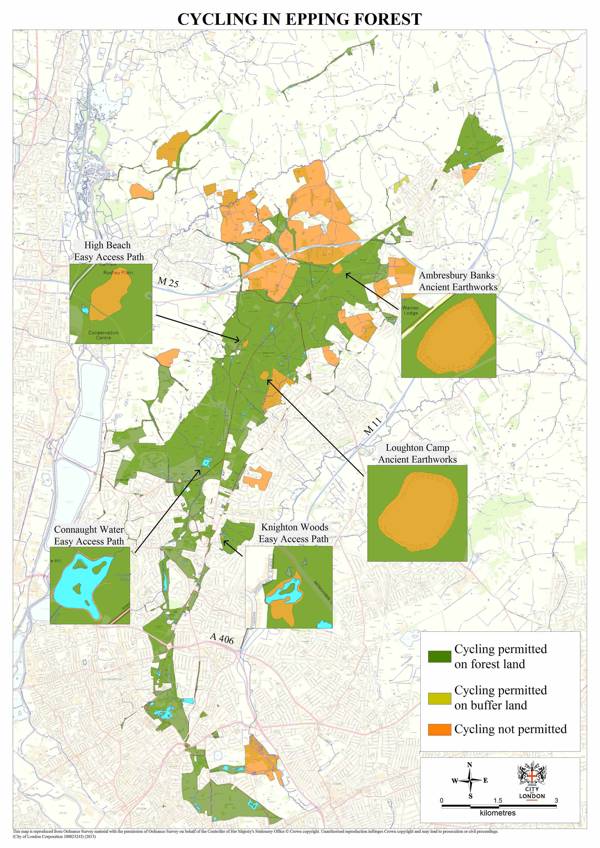 Cycling areas in Epping Forest