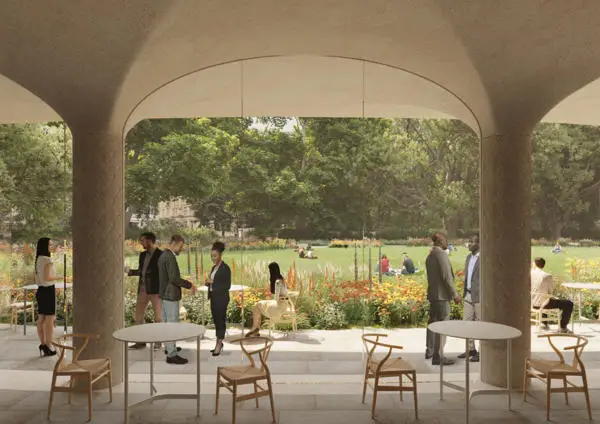View from the proposed pavilion at Finsbury Circus Gardens