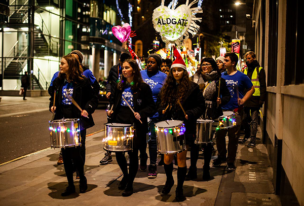 Drummers leading a parade