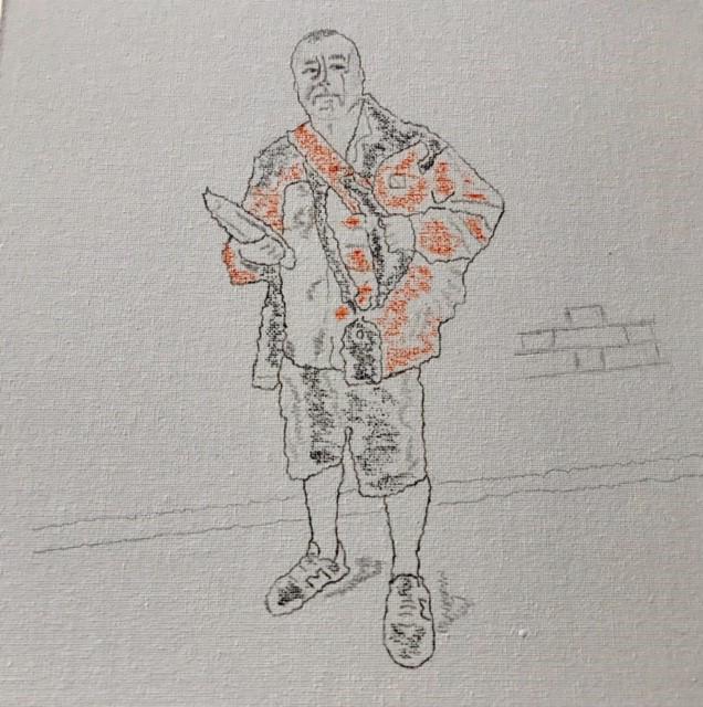 Drawing of a postman