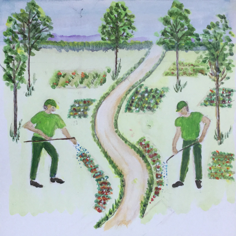 Painting of two gardeners