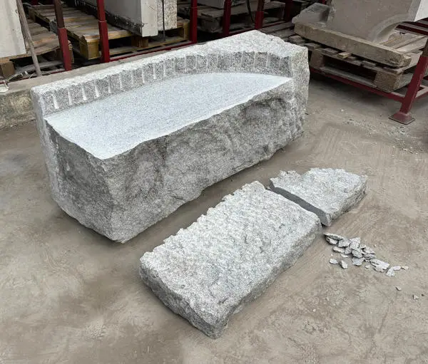granite bench with off-cut in front of it