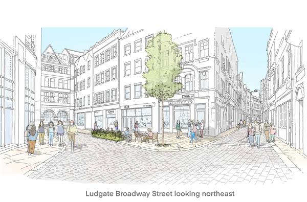 Ludgate Broadway Street looking Northeast