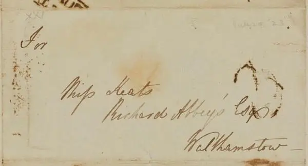 The address of a hand-written letter.
