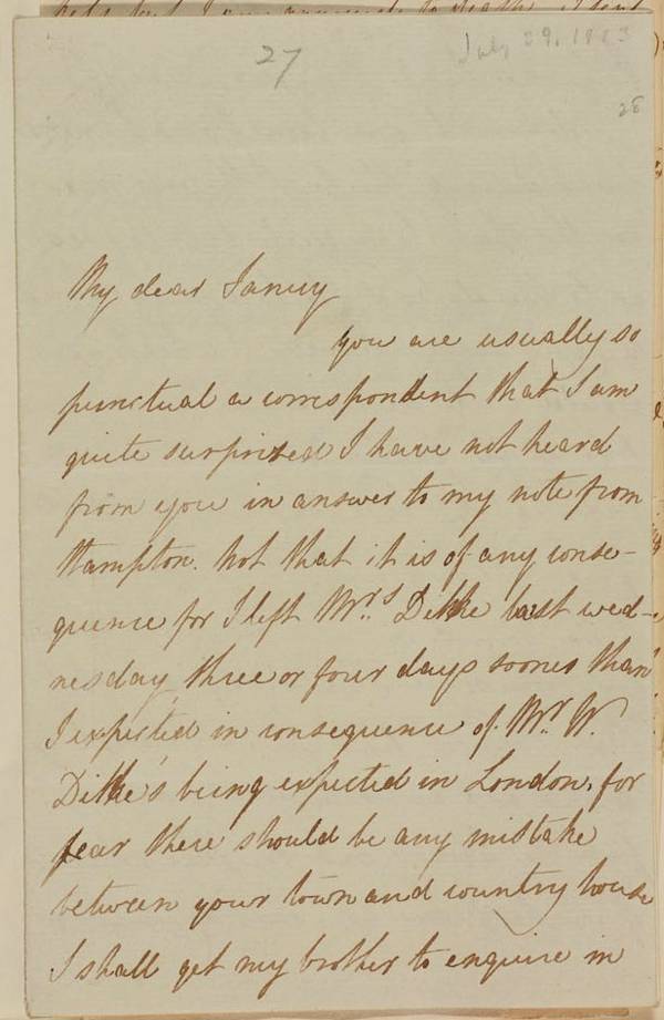 The first page of a hand-written letter.