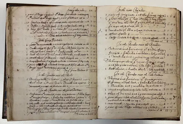 Page of the Abdy inventory which includes ’17 Italian books of several sortes’