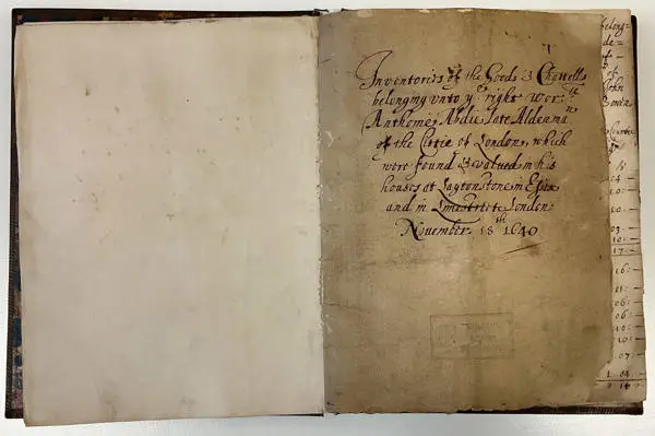 Title page of the Abdy inventory