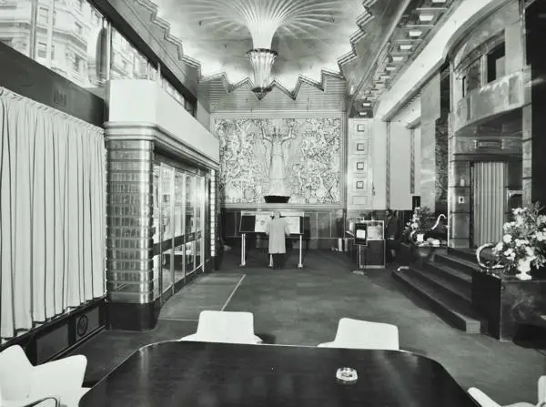 View of the art deco interior of the foyer at the Daily Express building, Fleet Street, 1927