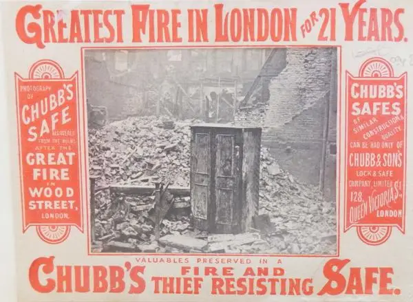 Advertising card for Chubb’s safes, 1883