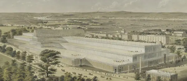 Aerial view of Crystal Palace, 1851