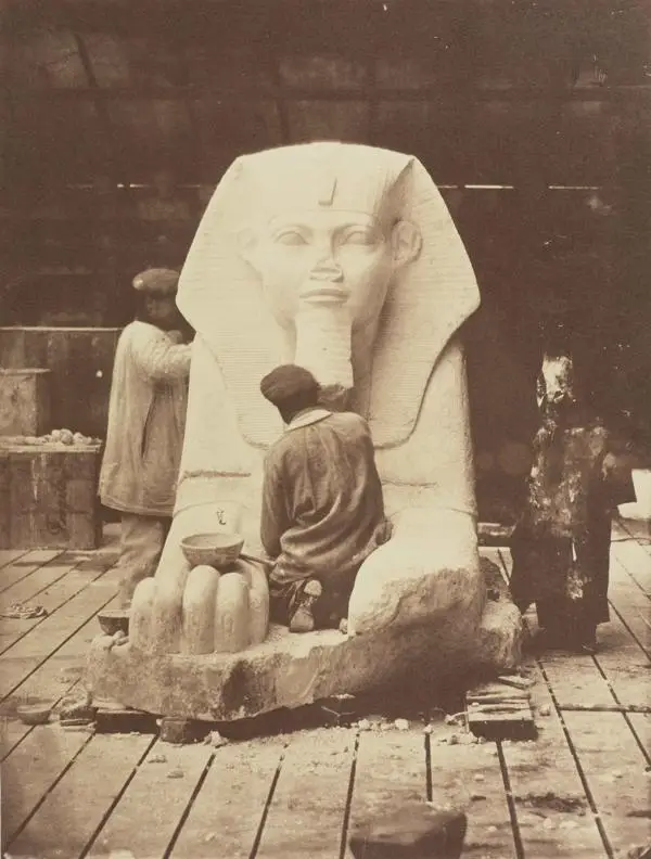 Men restoring the Great Sphinx from the Louvre, 1852