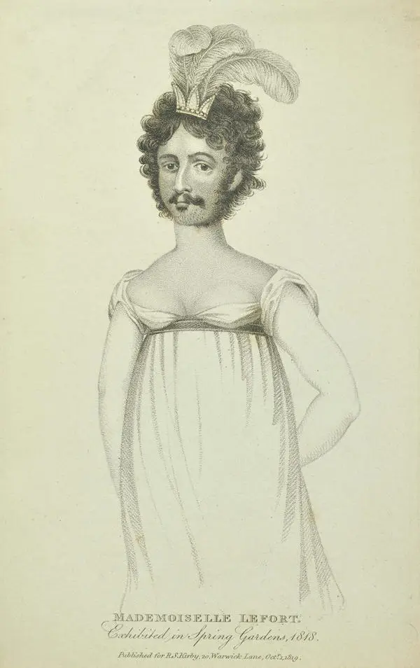 Illustration of a feminine person with facial hair