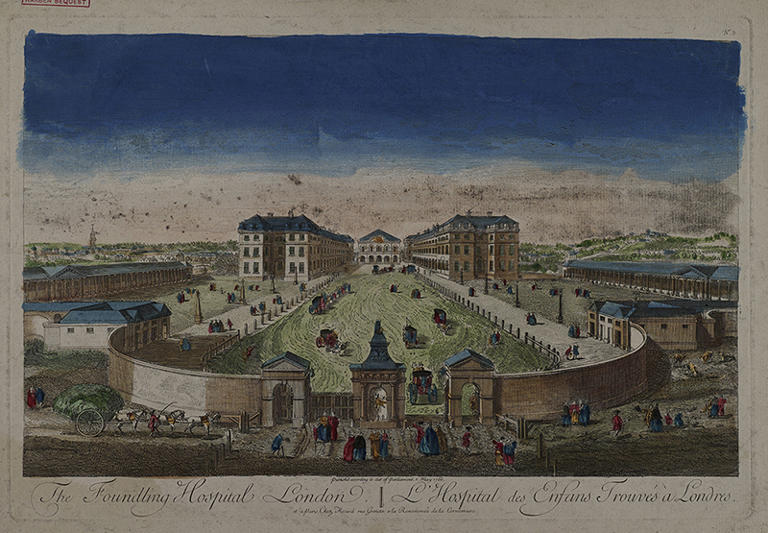 Engraving showing the Foundling Hospital in 1766