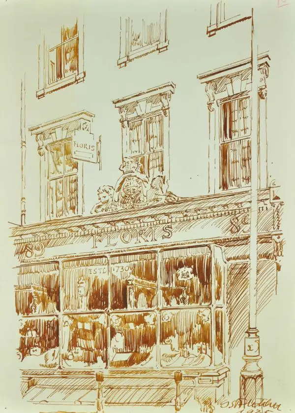 Shopfront of Floris, Jermyn Street, SW1 in 1975