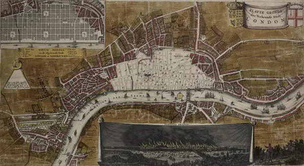Map showing the extent of damage caused by the Great Fire of London