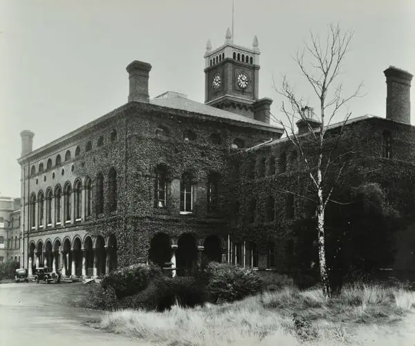 View of the ivy clad Hanwell Residential School in 1935