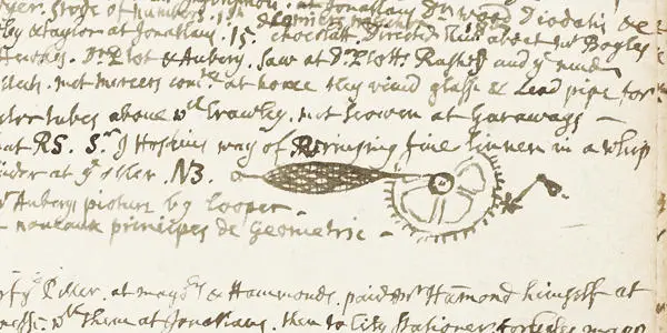 Image showing a sketch in Hooke's dairy
