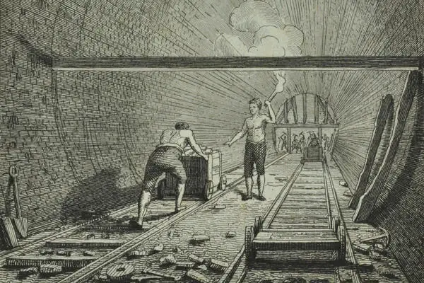 Image showing construction work of one of the three tunnels on the Regent's Canal, 1819