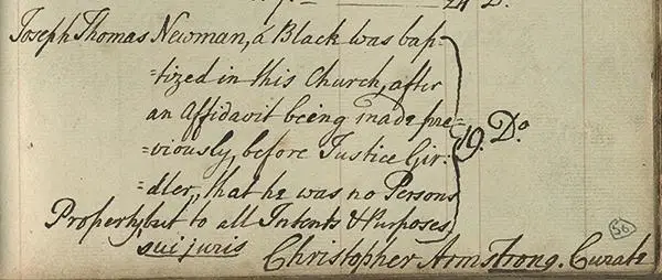 Baptism document from 1771