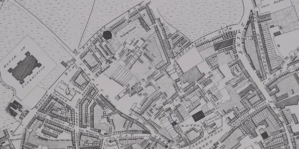 Detail from Richard Horwood's map, showing Clerkenwell