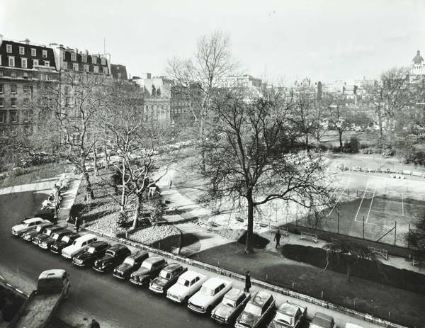 Lincoln’s Inn Fields in 1962 showing the tennis courts and plane trees