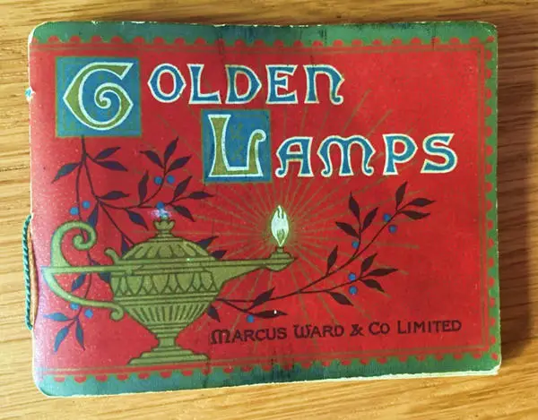 Front cover of the Marcus Ward booklet - Golden Lamps, a textbook for the evening, 1887