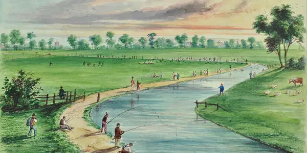 Image showing a nineteenth century view of the New River at Stoke Newington