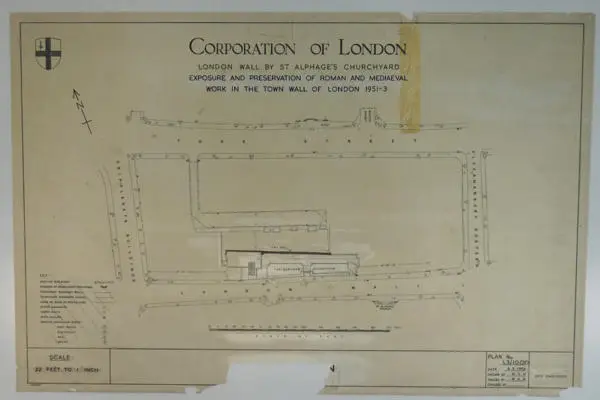 Plan showing corrections, tape damage and missing areas