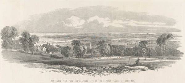 Panoramic view from the proposed site of the Crystal Palace at Sydenham, 1852