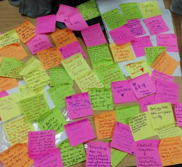 Post-it notes from attendees at Science Museum Late