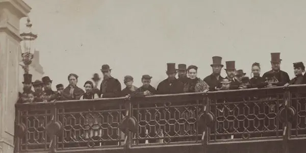 Crowds throng to see the opening of the Holborn Viaduct in 1869