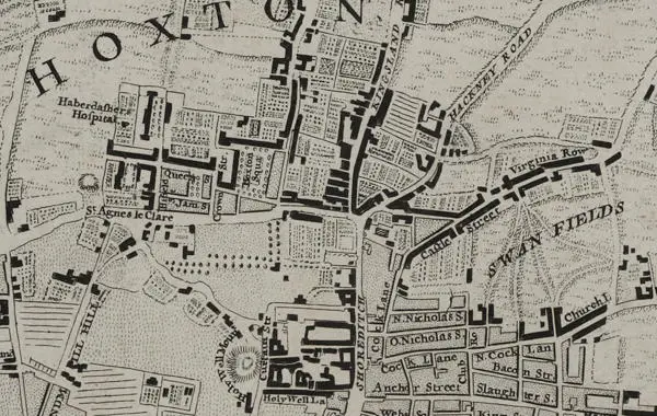 A map of Shoreditch in the 1760s