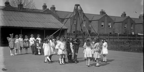 Children dancing around the Maypole,  Greenford Avenue School, 1923