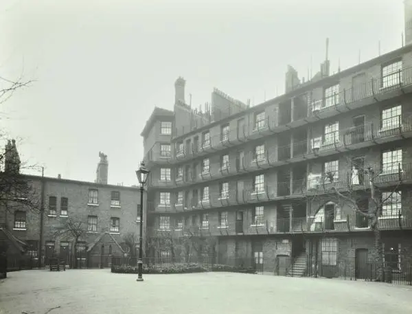 View of the South London Industrial Dwellings in Kennington Road, 1936