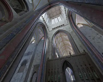 Internal view looking up into the Tower, from the visual model, 1620