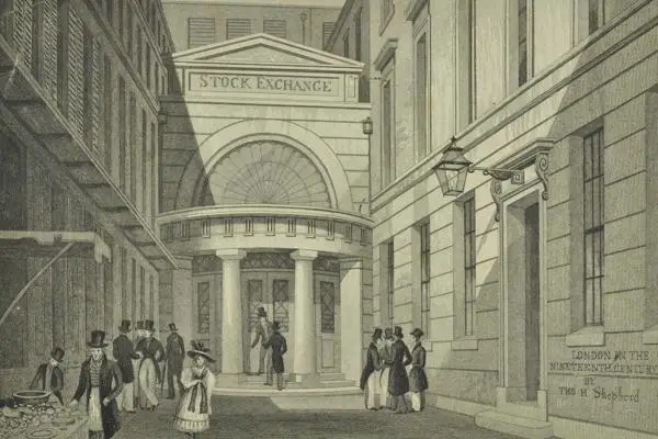 Entrance to the Stock Exchange, Throgmorton Street, 1831