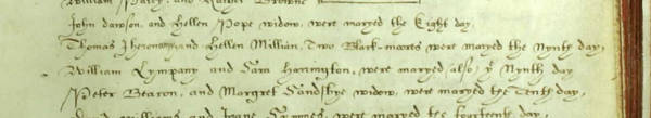 Marriage of Thomas Jheronomy and Helen Millian, St Botolph Aldgate, 9 February 1613. Ref: P69/BOT2/A/001/MS09220/1