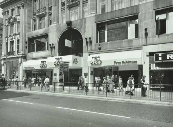 Topshop at 214-234 Oxford Street, Oxford Circus, 1975.
