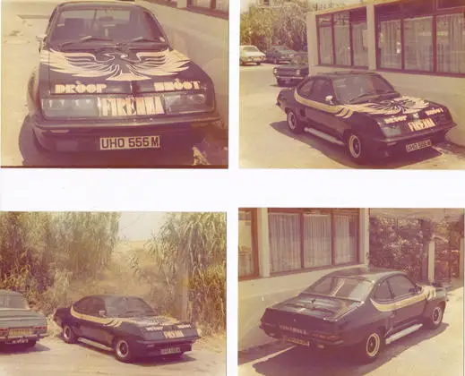 Four images of the Firenza, taken in St Tropez, 1975