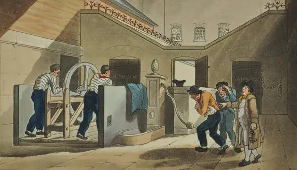 Prisoners at the Waterwheel, Coldbath Fields Prison, 1808