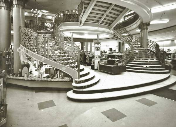 Whiteley’s grand sweeping ground floor staircase, 1967