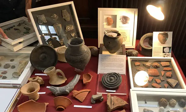 Selection of Roman artefacts on a table