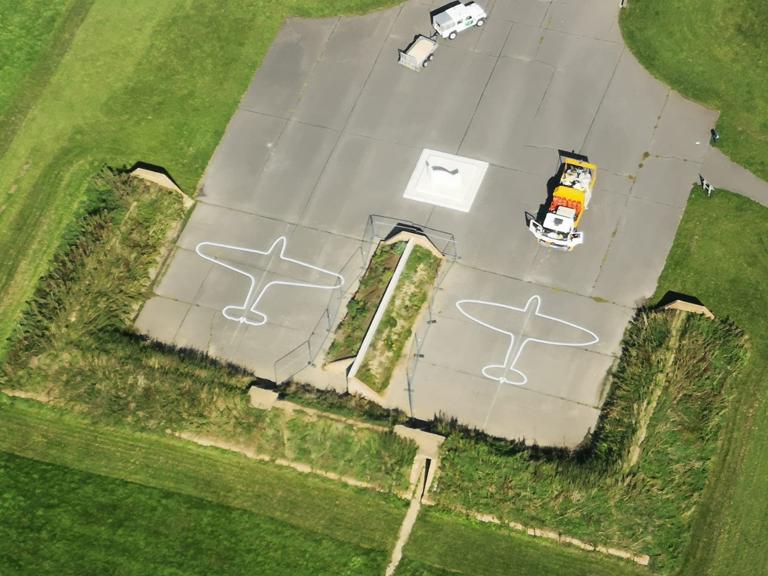 Aerial photograph of the aircraft bunker pen 